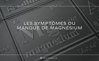 image de couverture de l'article de blog les syptomes manque de magnésium avec en arrière plan un visuel présentant l'élément magnésium et le logo ceuticalia en bas de page
